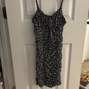 Divided Blue Floral Ruched Spaghetti Strap Mini Dress